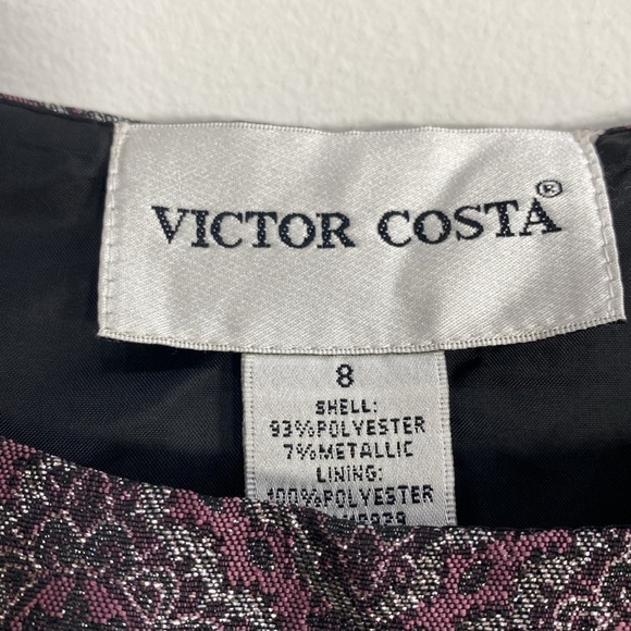 Victor Costa Elegant Cocktail Sheath Sleeveless Metallic Women's 8 Purple - Picture 4 of 11